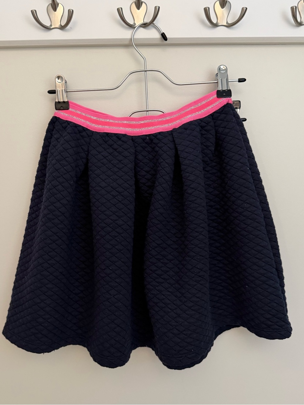 Monsoon Navy Quilted Circle Skirt with Pink Waistband